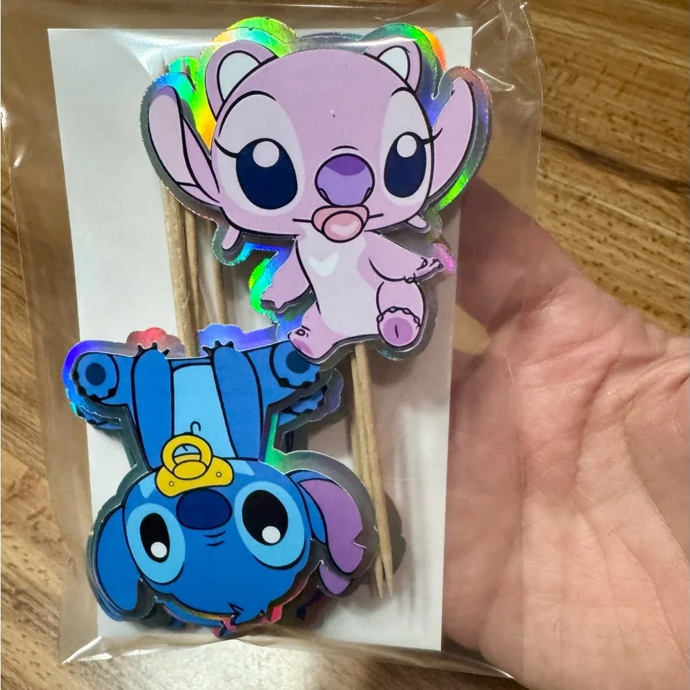 Stitch and angel babies Cupcake Toppers